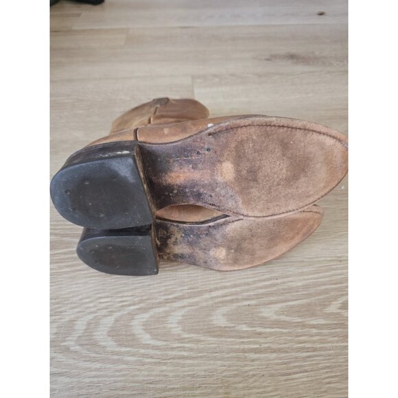 Nocona Brown Leather Western USA Mens Pointed Toe Pull On Cowboy Boots Shoes 9 D - Picture 9 of 10